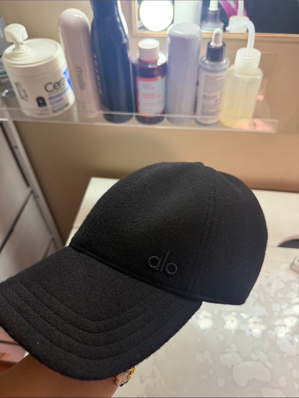 ALO Yoga Black Embroidered Baseball Cap